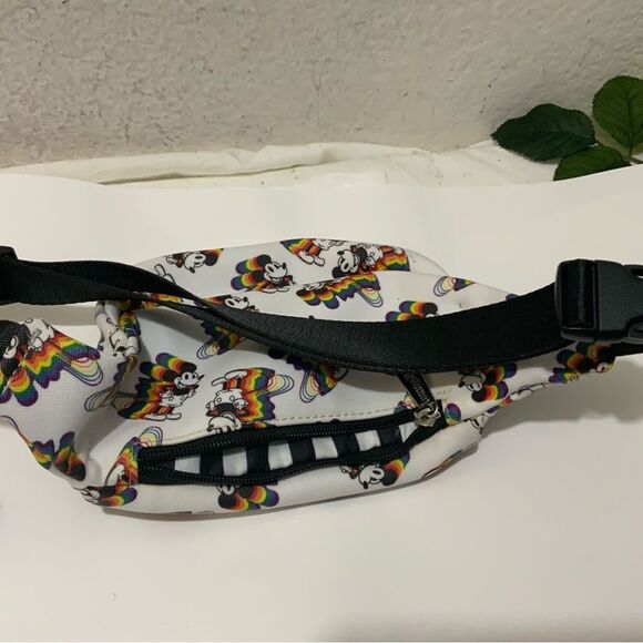 Loungefly Disney Mickey with rainbow dropshadow print faux textured Hip Pack - Picture 3 of 14